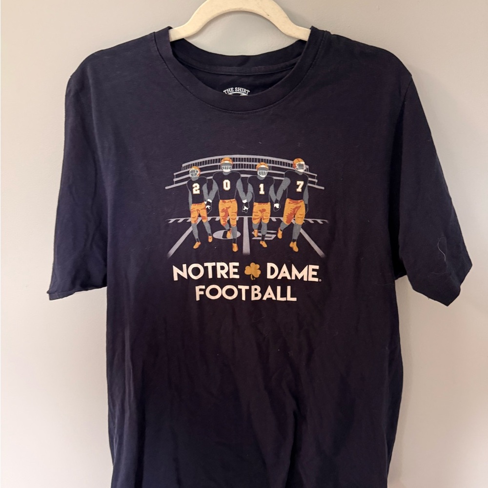 Notre Dame Football Graphic Tee - Black with Gold Accent